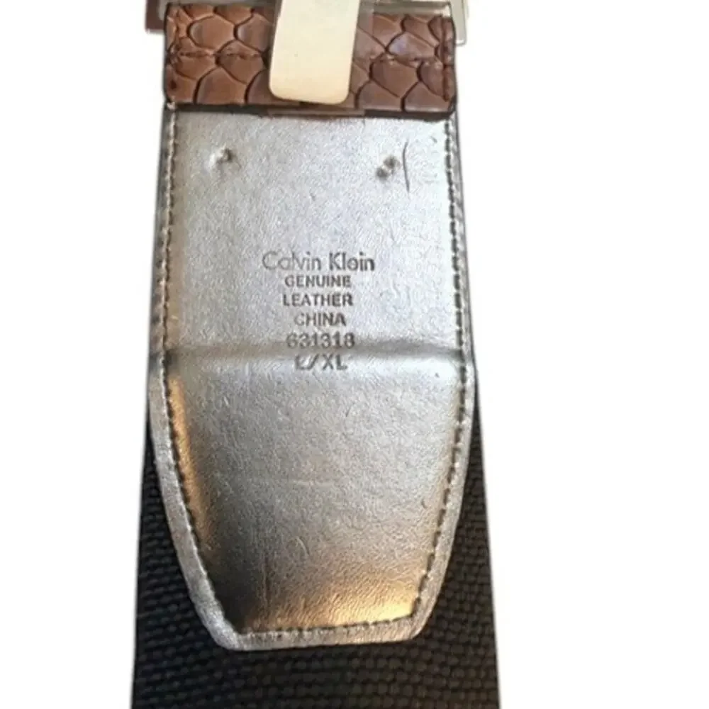 Y2K Calvin Klein Stretch Waist Belt Brown Snakeskin Silver L/XL NWT